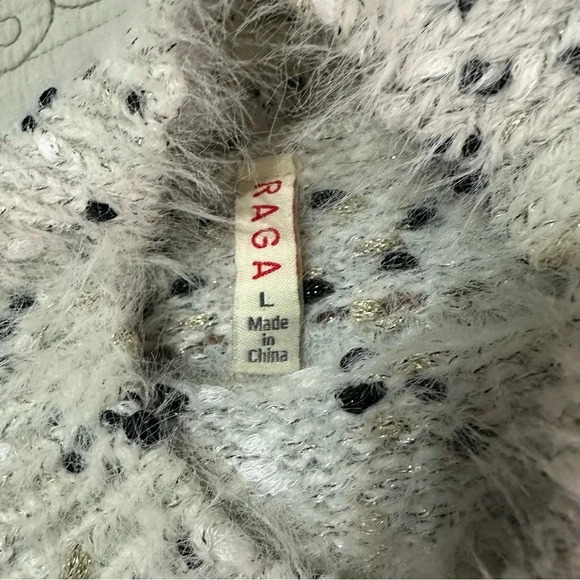 Anthropologie RAGA L Faye Mock Neck Eyelash Sweater Metallic Accent Threads - Picture 11 of 11